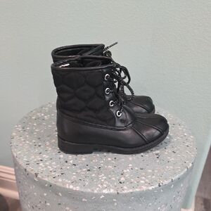 Kids Black Quilted Boots
